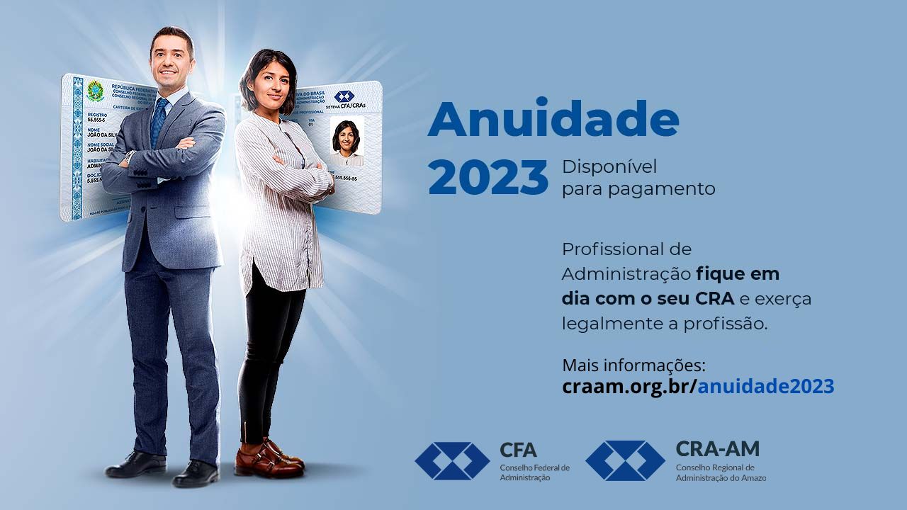 No momento você está vendo Anuidade 2023 CRA-AM disponível para pagamento