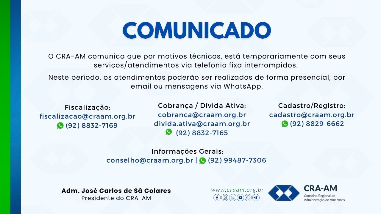 No momento, você está visualizando Comunicado CRA-AM
